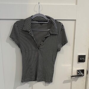 J. Crew Black and White Striped Polo